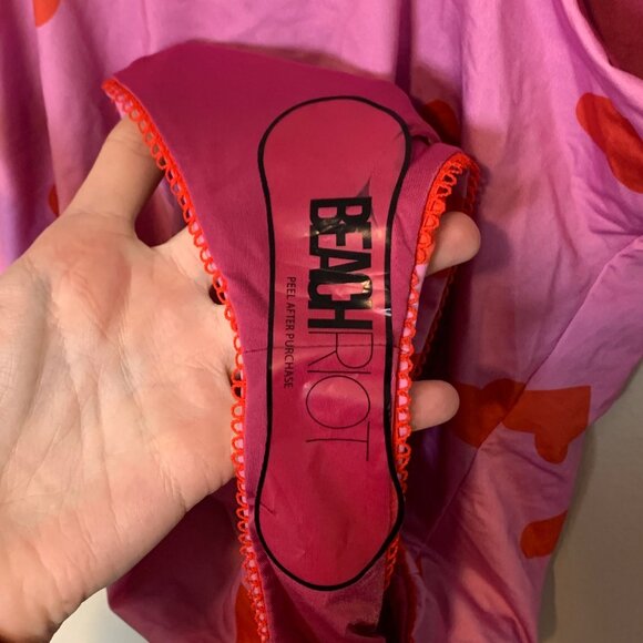 Beach Riot Sydney Valentine's Pink Heart Print Swimsuit Size L - Picture 7 of 7